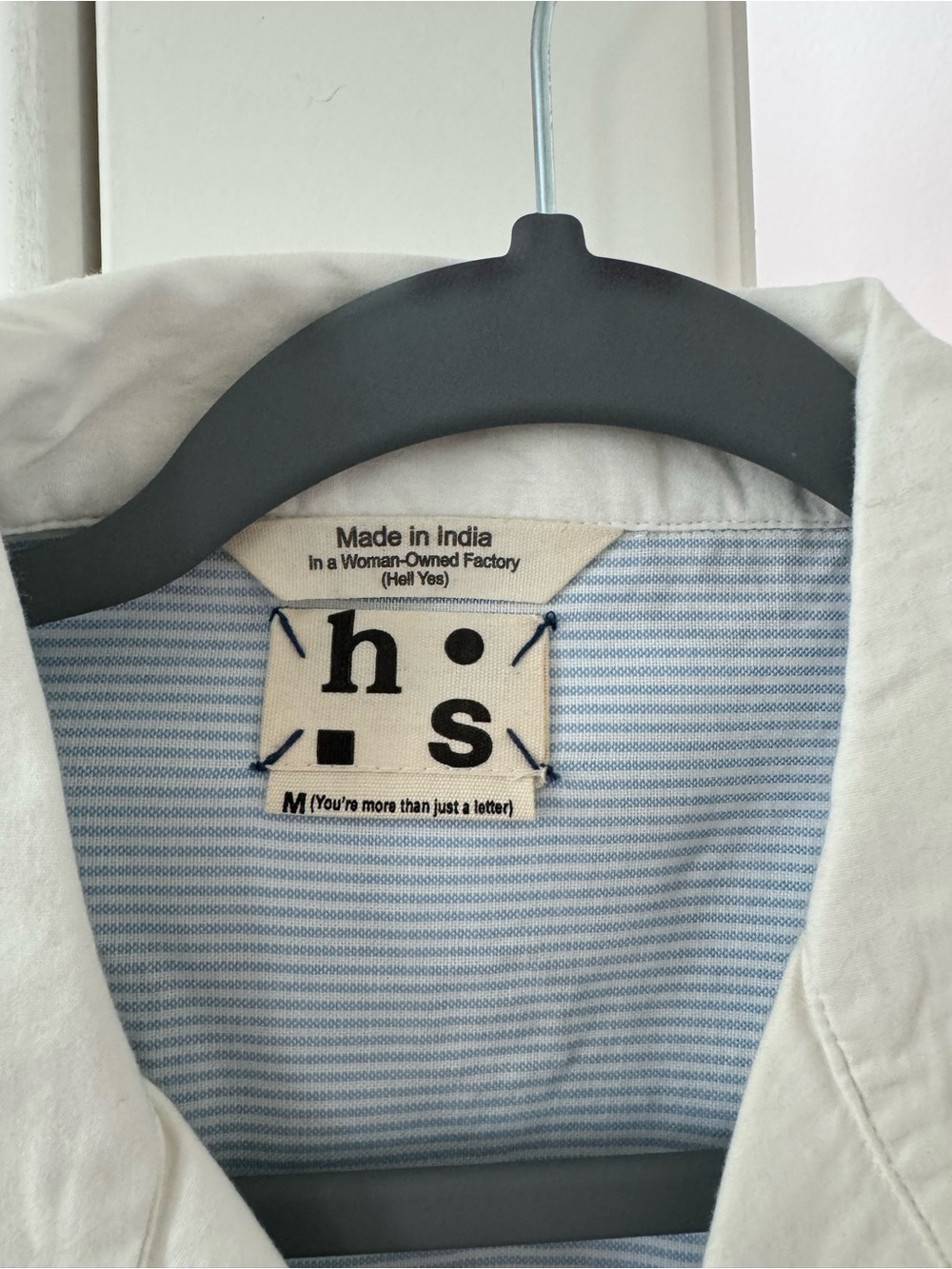 Harper Sage Patchwork Light Blue & White Short Sleeve Button Shirt - Picture 4 of 6